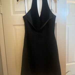 Aqua Blue Sheath Mini Dress Halter Neckline